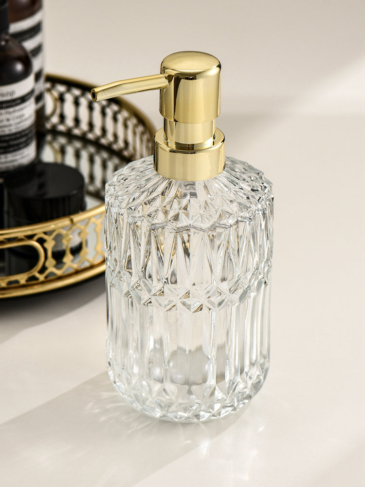 Nordic Style Luxury Glass Soap Dispenser, Lotion Hand Sanitizer Bottle for Bathroom Kitchen