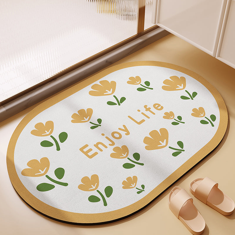 Enjoy Life Yellow Floral Soft Diatomaceous Earth Bath Mat