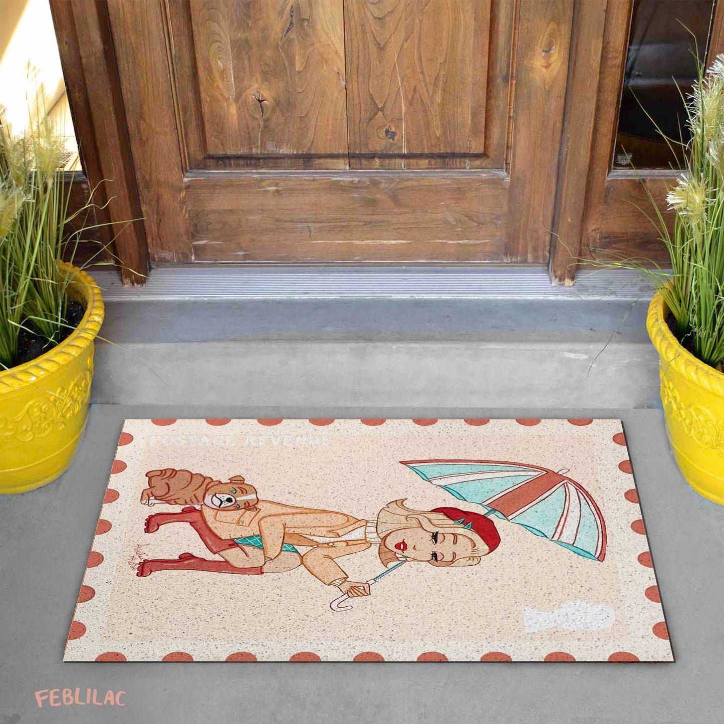 Feblilac Rainy Days Door Mat by AmeliaRose Illustrations from UK