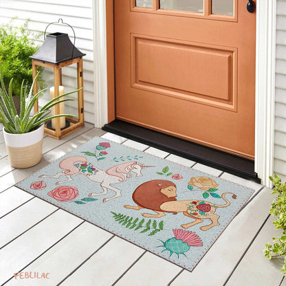 Feblilac The Lion and the Unicorn Door Mat by AmeliaRose Illustrations from UK