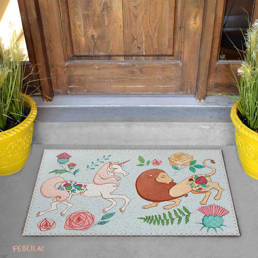 Feblilac The Lion and the Unicorn Door Mat by AmeliaRose Illustrations from UK - view 2