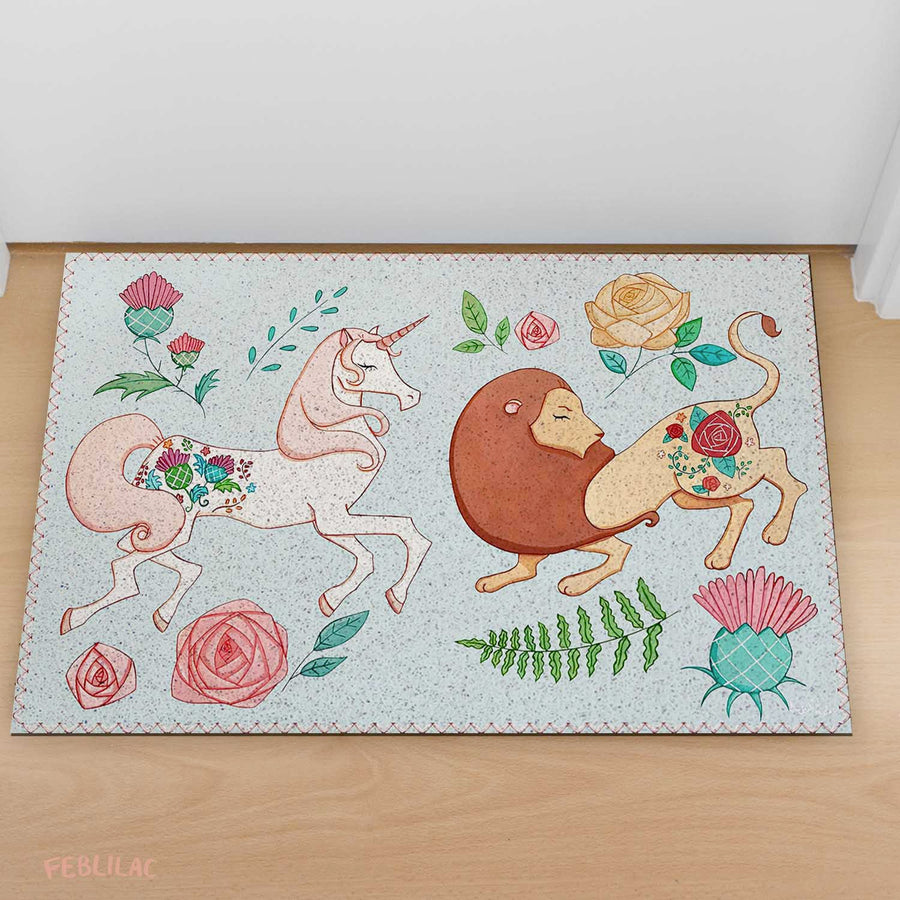 Feblilac The Lion and the Unicorn Door Mat by AmeliaRose Illustrations from UK - view 3