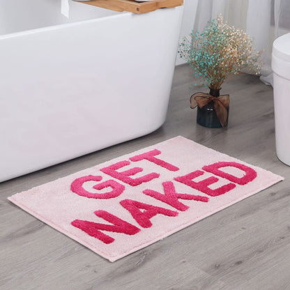 BOVEU Get Naked Bath Mat Runner, 17 x 47 Inch Long Non Slip Absorbent Pink  Bathroom Runner, Machine Washable Bath Rugs, Soft Naked Carpets for