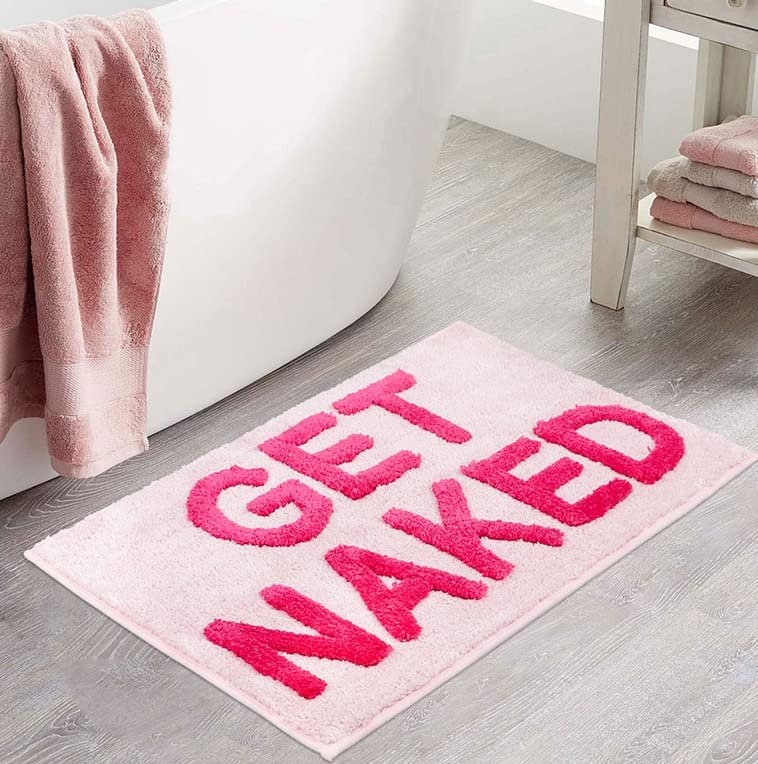 Funny Bath Mat Get Naked Pink Runner Bathroom Runner Cute Bathroom