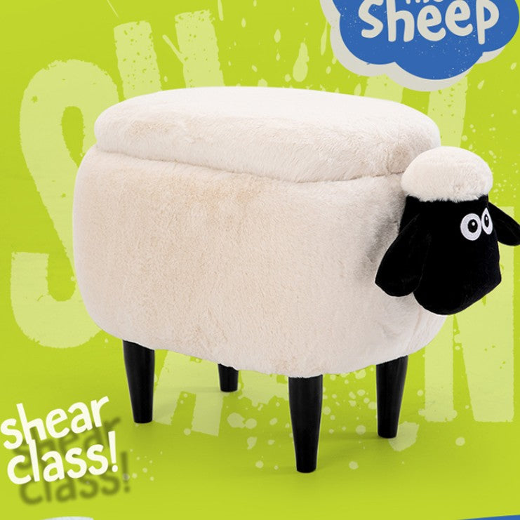 Feblilac Sean Plush Faux Fur Sheep Foot Stool