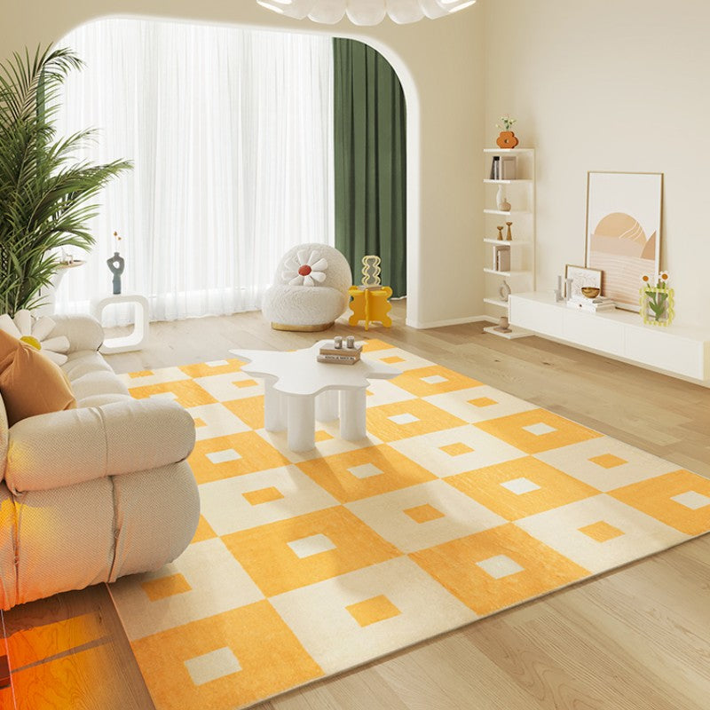 Feblilac Print Modern Minimalist Square Poly Living Room Mat Carpet