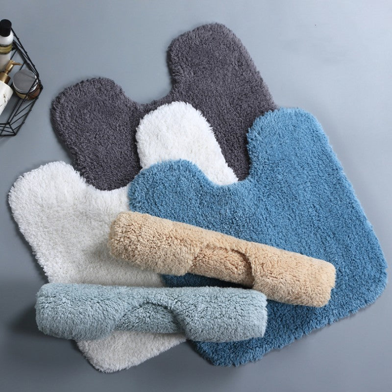 Feblilac Simple Solid Tufted Bathroom Mat Toilet U-Shaped Floor Mat - view 4