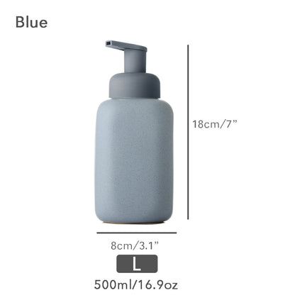 Mint Ceramic Soap Dispenser, Foaming Pump Bathroom Bottle, Simple Design, Refillable Reusable Lotion Pump for Bathroom Kitchen, 500ml/16.9oz