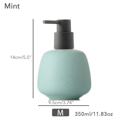 Ceramic Soap Dispenser, Liquid Bathroom Bottle, Simple Design, Refillable Reusable Lotion Pump for Bathroom Kitchen, 350ml/11.83oz