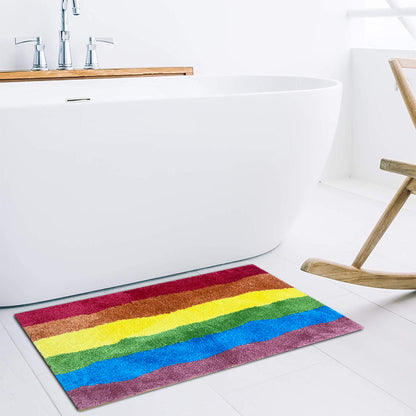 Rainbow Flag Bath Mat, Gay Pride Home Decor, Colorful Mountain Bathroom Rug, 60x90cm or 23x35 inches - Feblilac® Mat