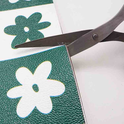 Feblilac Green White Checkerboard and Bear PVC Leather Kitchen Mat - Feblilac® Mat