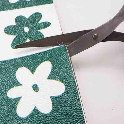 Feblilac Green and Golden Geometric Art Pattern PVC Leather Kitchen Mat - Feblilac® Mat