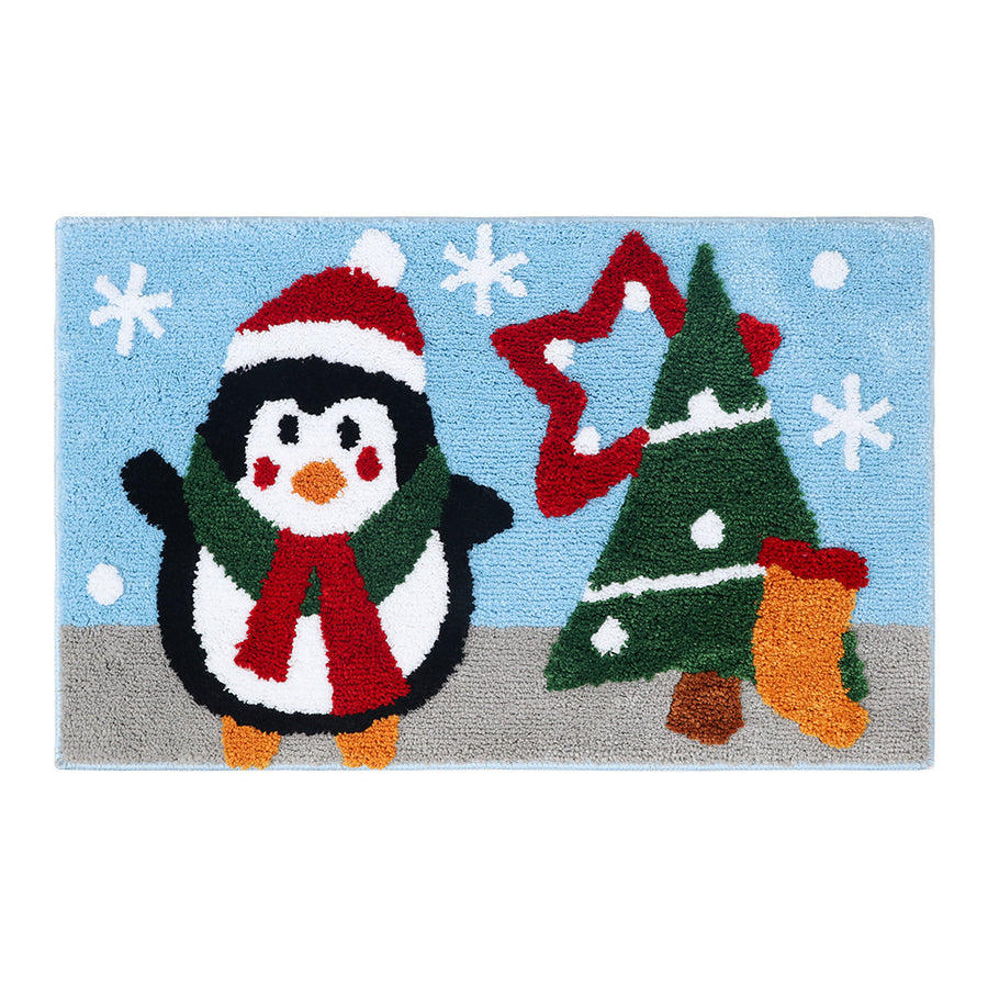 Feblilac Merry Christmas Tree and Happy Santa Claus Snowman Bath Mat - Feblilac® Mat