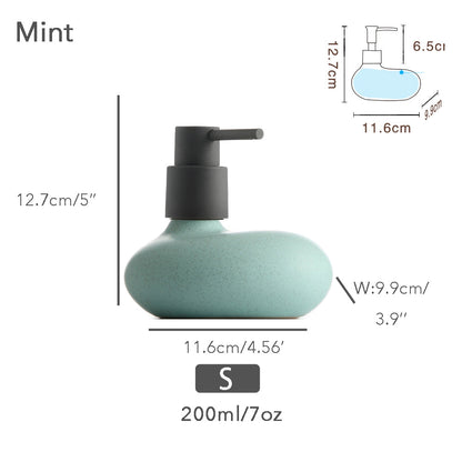 Ceramic Soap Dispenser, Liquid Bathroom Bottle, Simple Design, Funny Shape, Refillable Reusable Lotion Pump for Bathroom Kitchen, 200ml/7oz