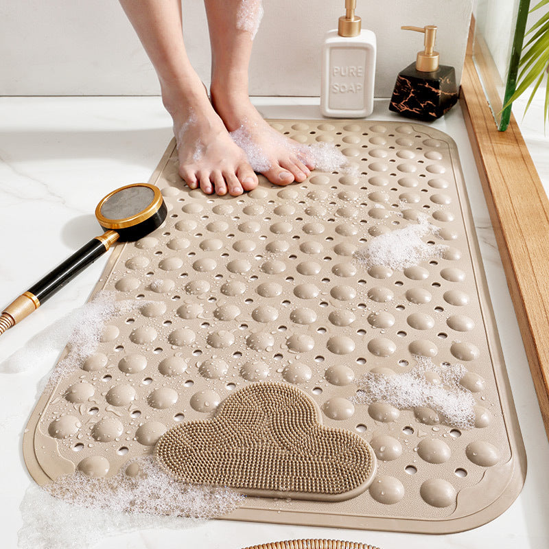 TPE Blue/Grey/Khaki/White Drain Holes and Suction Cups Tub Rug, Anti Slip Massage Bathtub Mats - view 3