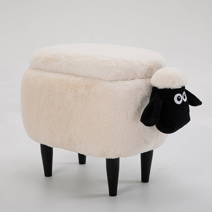 Feblilac Sean Plush Faux Fur Sheep Foot Stool