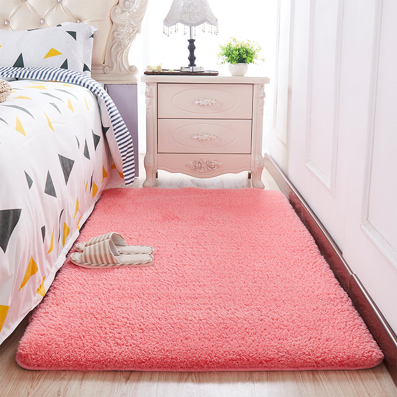 Feblilac Solid Pink Tufted Living Room Carpet Bedroom Mat