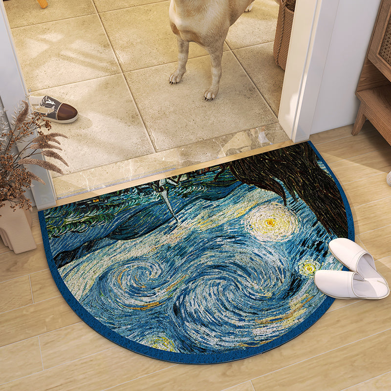 Feblilac Blue Oil Painting Starry Sky PVC Coil Door Mat, Starry Sky ...