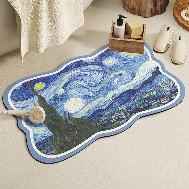 Feblilac Flowers Oil Painting Diatomaceous Earth Bathmat - view 6