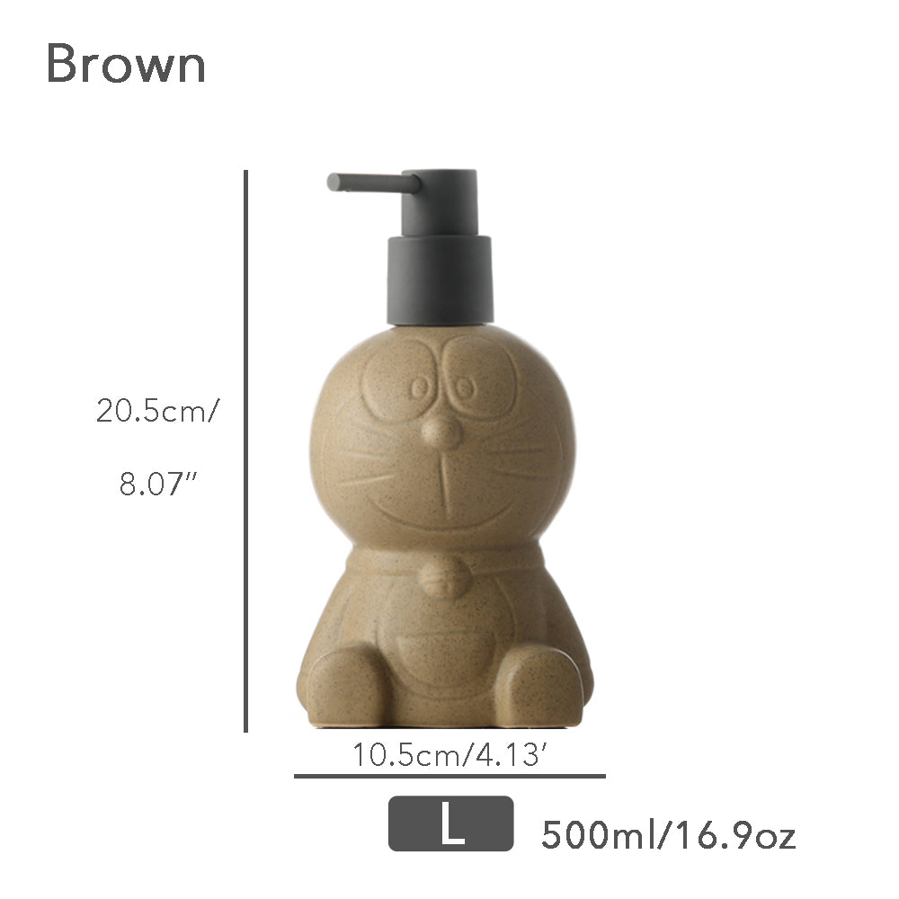 Off white Ceramic Soap Dispenser, Liquid Bathroom Bottle, Blue Robot-Cat, Refillable Reusable Lotion Pump for - view 7