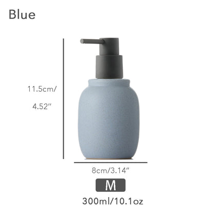 Ceramic Soap Dispenser, Liquid Bathroom Bottle, Simple Design, Refillable Reusable Lotion Pump for Bathroom Kitchen, 300ml/10.1oz