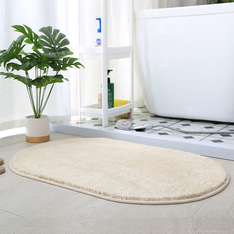 Feblilac Semicircle Solid Beige Tufted Bath Mat - Feblilac® Mat