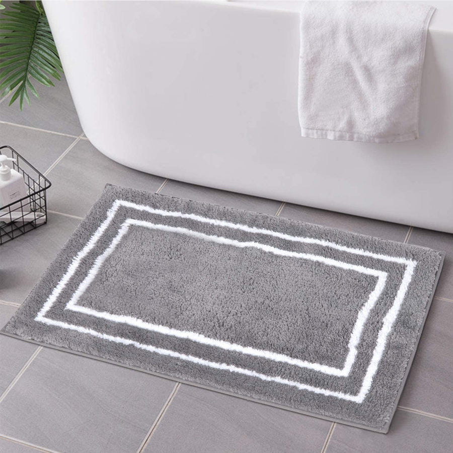 Grey Tufted Bathroom Runner Rug, Gray Non-Slip Extra Long Bath Mat - view 2