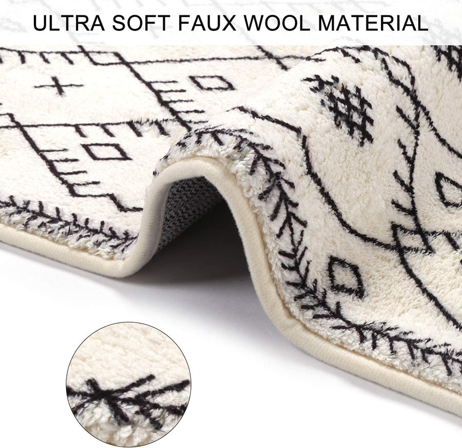 Geometric Bathroom Runner Rug, Boho Long Bath Mat - view 3
