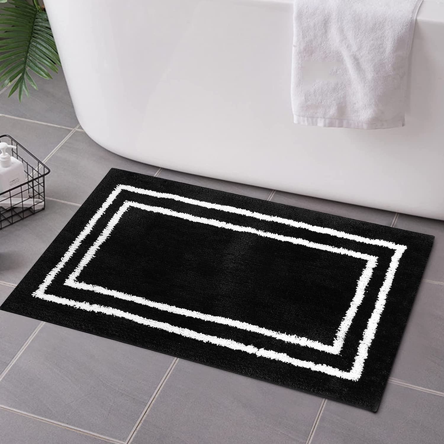 Grey Tufted Bathroom Runner Rug, Gray Non-Slip Extra Long Bath Mat - view 8