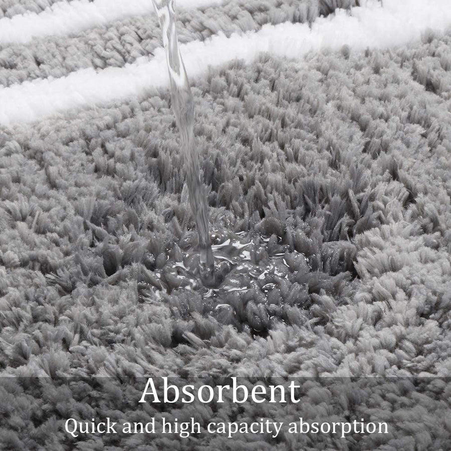 Grey Tufted Bathroom Runner Rug, Gray Non-Slip Extra Long Bath Mat - view 4