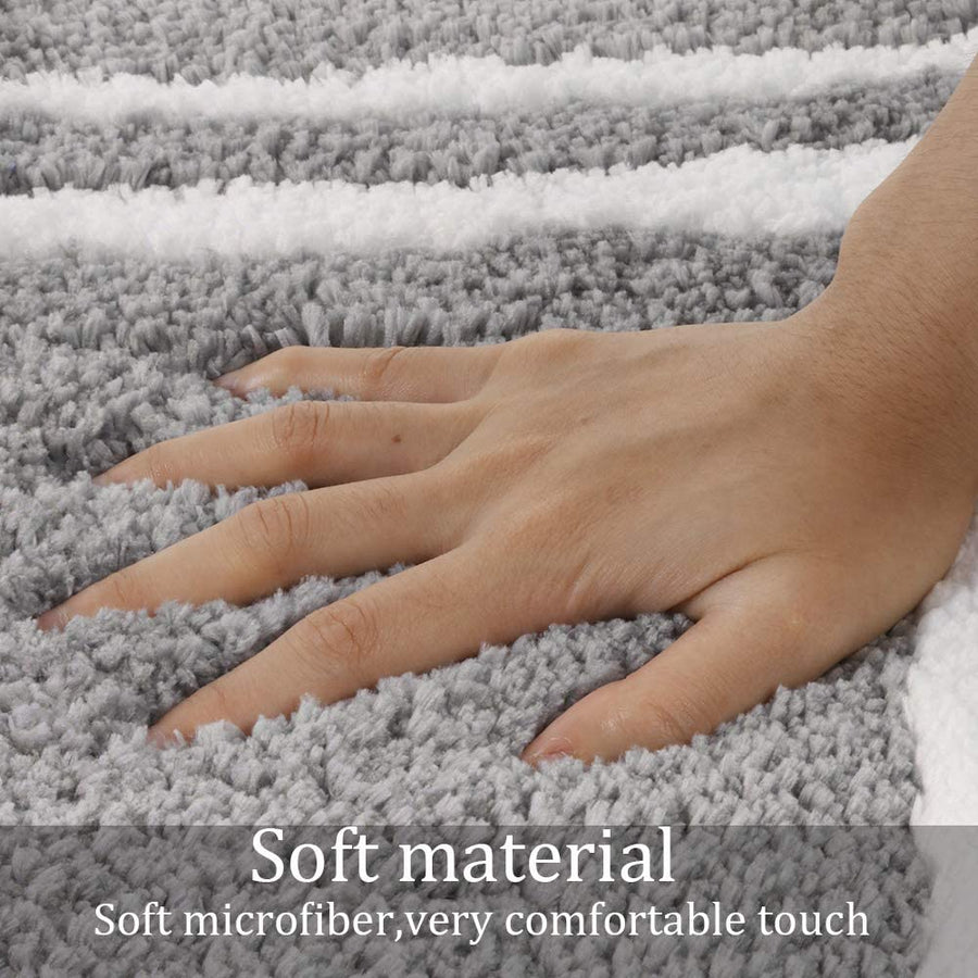 Grey Tufted Bathroom Runner Rug, Gray Non-Slip Extra Long Bath Mat - view 3