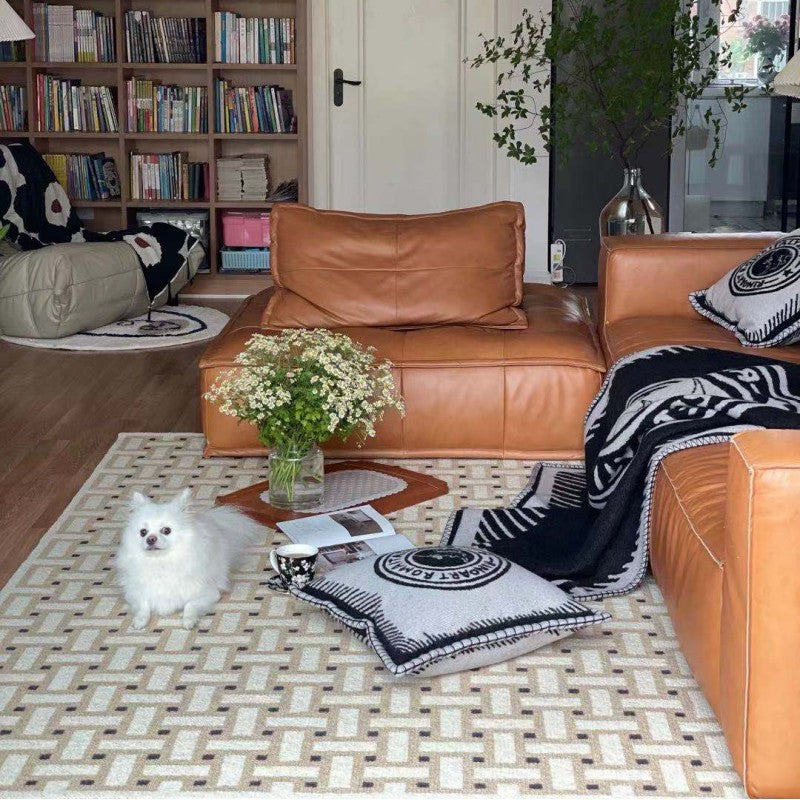Feblilac Geometric patterns French Tile Wool Living Room Mat - view 2