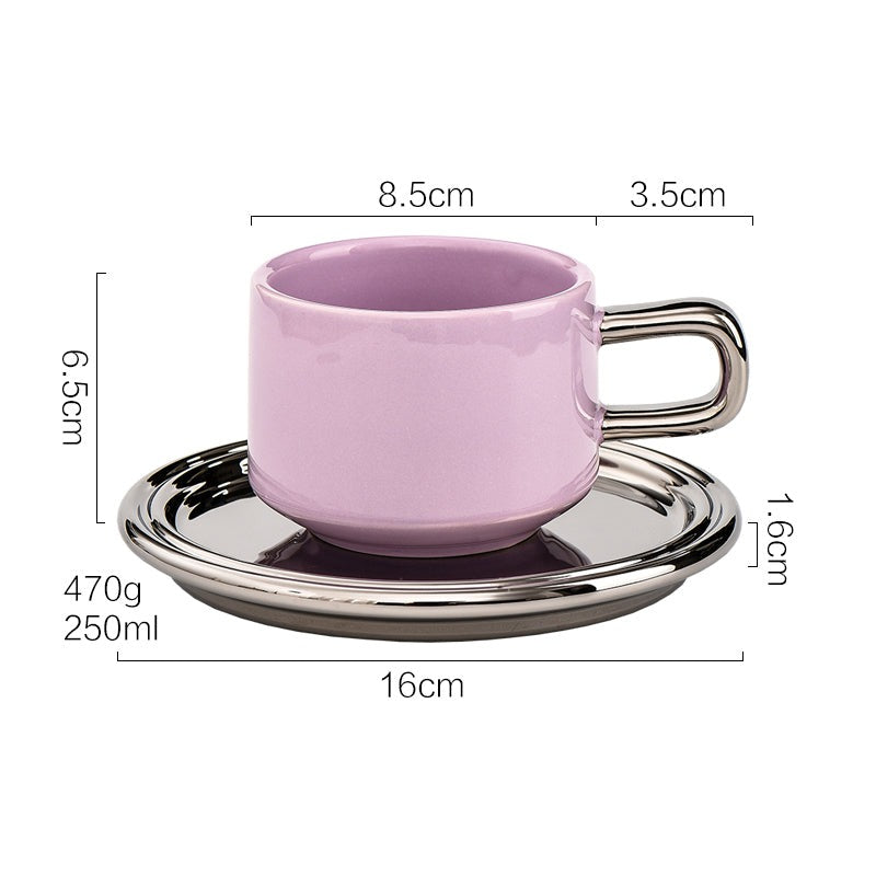 Nordic Style Ceramic Mug with Saucer, Multiple Colors Available