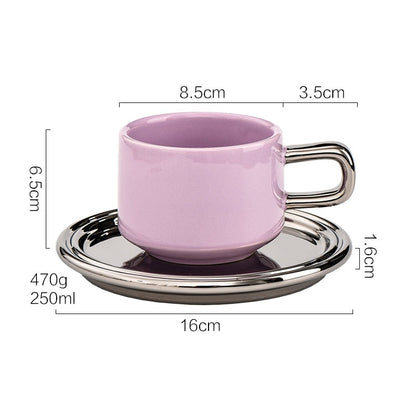 Nordic Style Ceramic Mug with Saucer, Multiple Colors Available