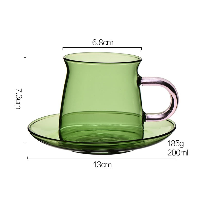 Nordic Style Glass Cup with Saucer, Coffee Tea Mug