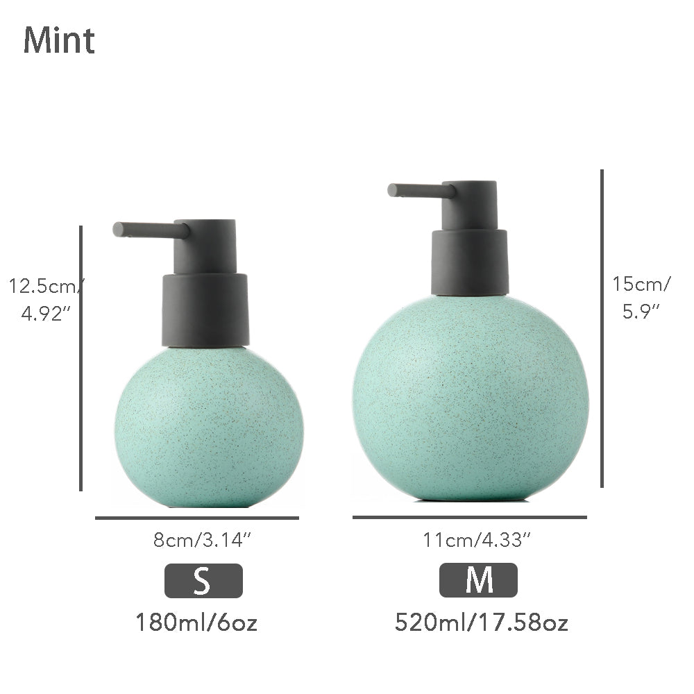 Ceramic Soap Dispenser, Liquid Bathroom Bottle, Simple Globe Design, Refillable Reusable Lotion Pump for Bathroom Kitchen