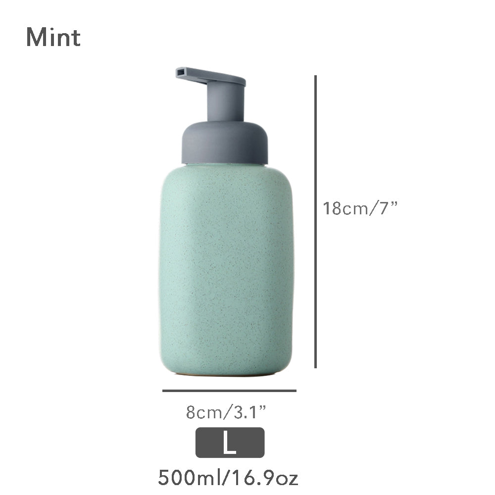 Mint Ceramic Soap Dispenser, Foaming Pump Bathroom Bottle, Simple Design, Refillable Reusable Lotion Pump for Bathroom Kitchen, 500ml/16.9oz