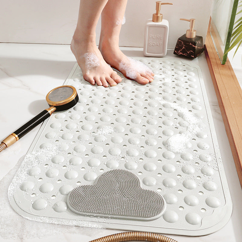 TPE Blue/Grey/Khaki/White Drain Holes and Suction Cups Tub Rug, Anti Slip Massage Bathtub Mats - view 4
