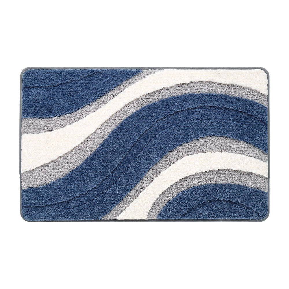 Feblilac Abstract Green Blue Yellow Leaves Bath Mat, Multiple