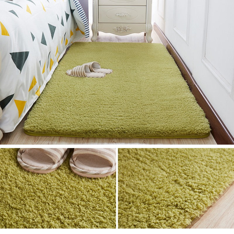 Feblilac Solid Green Tufted Living Room Carpet Bedroom Mat
