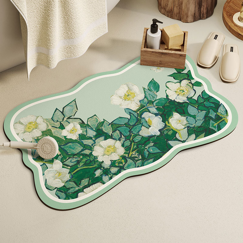 Feblilac Flowers Oil Painting Diatomaceous Earth Bathmat - view 7
