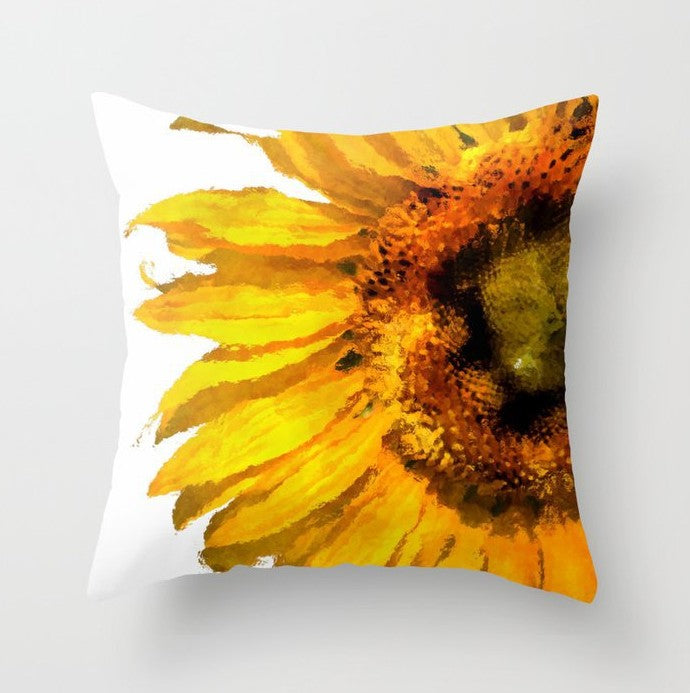 Feblilac Square Poly Yellow Sunflower Throw Pillow Covers Cushion covers