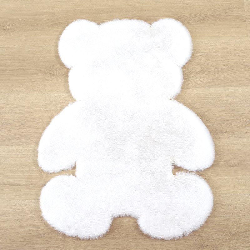 Feblilac Multiple Color Solid Bear Faux Rabbit Fur Rug Mat - view 2