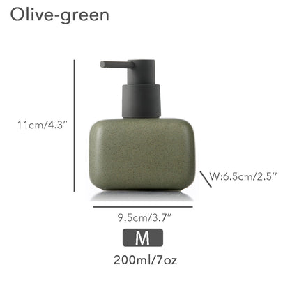 Mint Ceramic Soap Dispenser, Liquid Bathroom Bottle, Simple Design, Refillable Reusable Lotion Pump for Bathroom Kitchen, 200ml/7oz