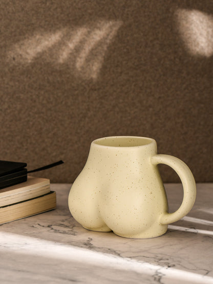 Fun Beige Bottom Ceramic Mug, Creative Butt-Shape Cup