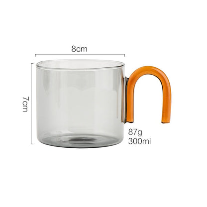 Nordic Style Glass Mug, Heat-Resistant Arch Handle Cup