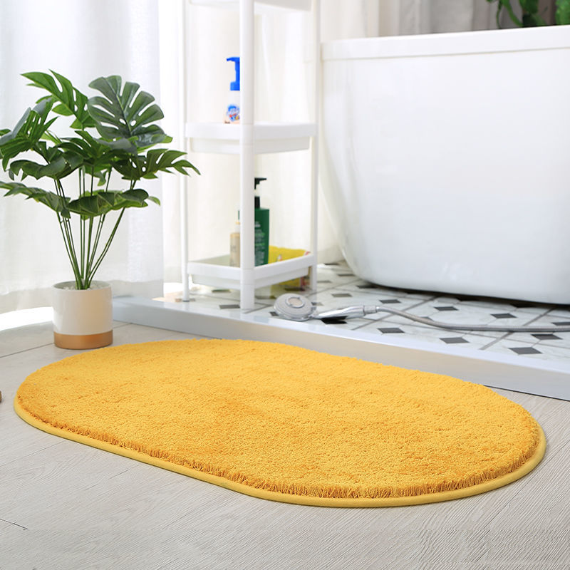 Feblilac Semicircle Solid Yellow Tufted Bath Mat - Feblilac® Mat
