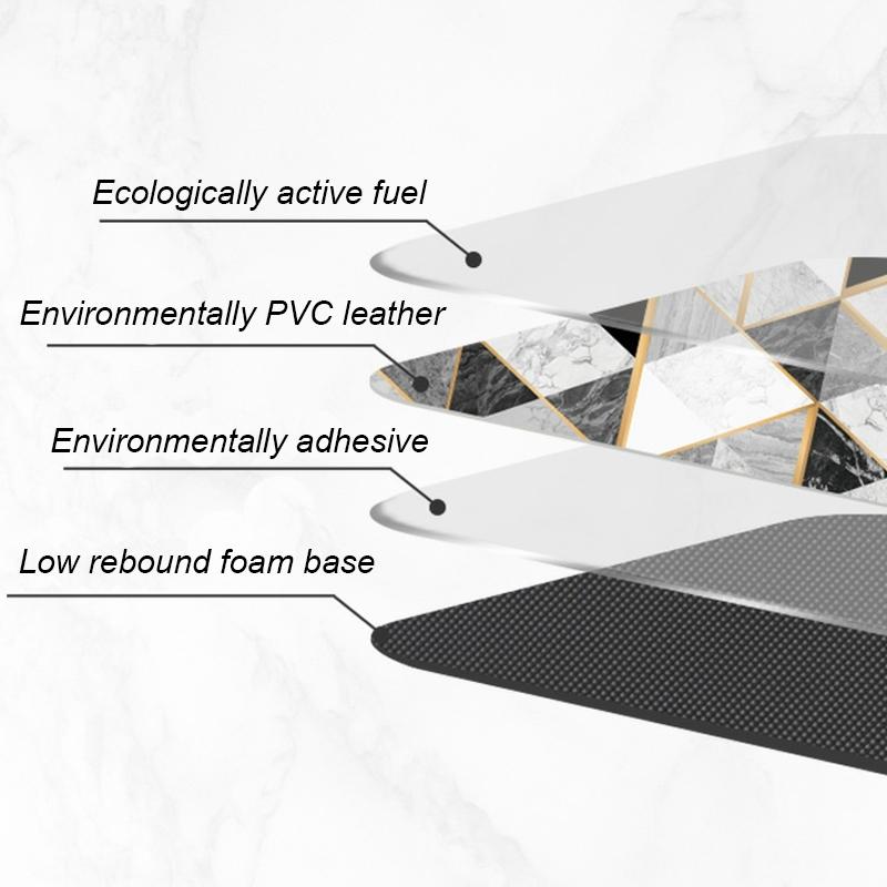 Feblilac Black Grey and Golden Wave Flow Line Pattern PVC Leather Kitchen Mat - Feblilac® Mat
