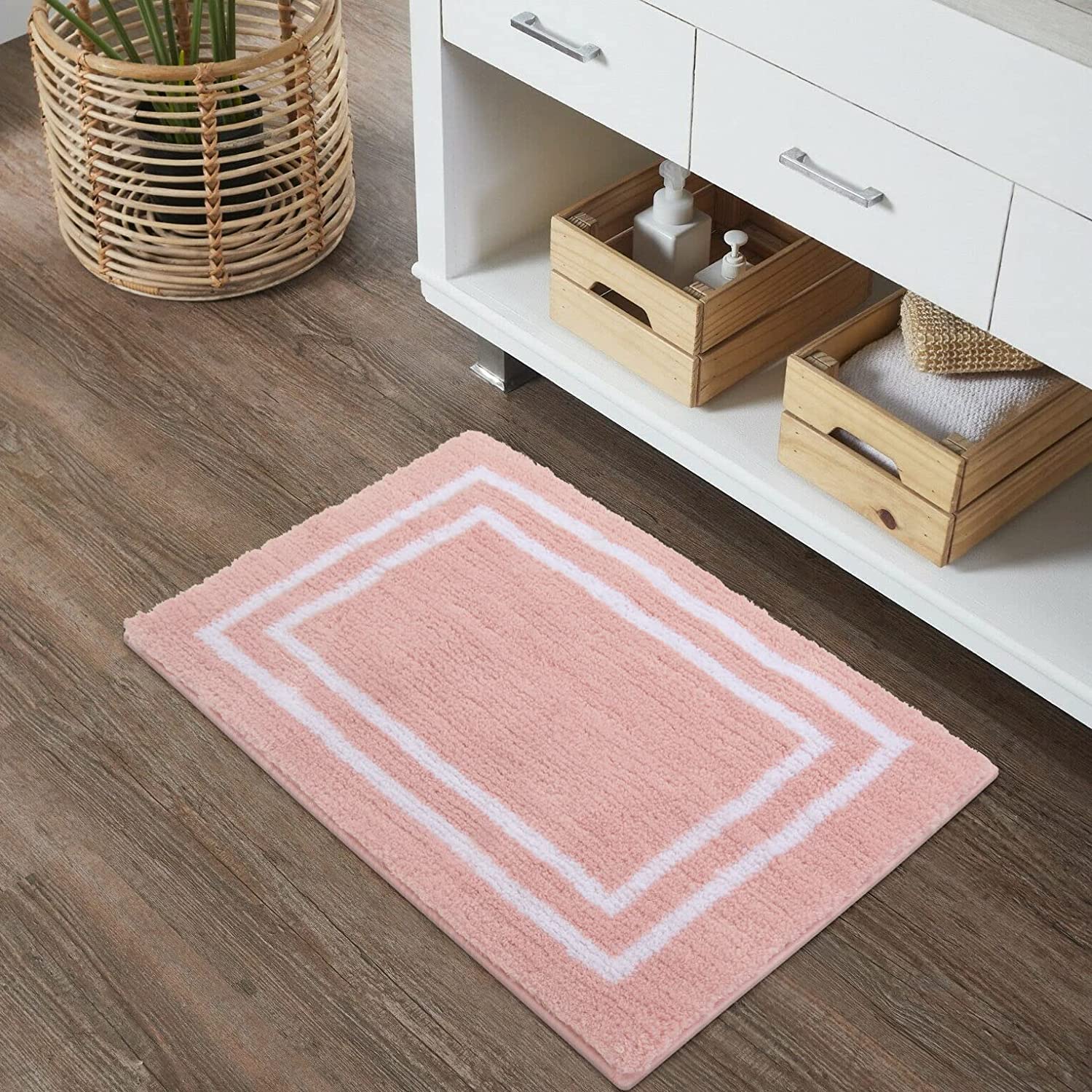Grey Tufted Bathroom Runner Rug, Gray Non-Slip Extra Long Bath Mat - view 11
