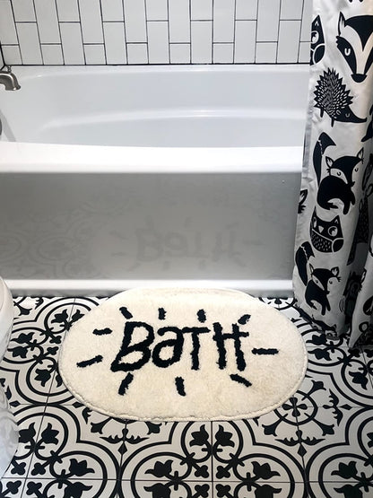 White Bathroom Rugs Mat, Cute Bath Mat, Black and White Bathroom Mat, Soft Bath Rugs - Feblilac® Mat